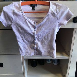 Urban Planet Soft ribbed button-up cropped top short sleeve